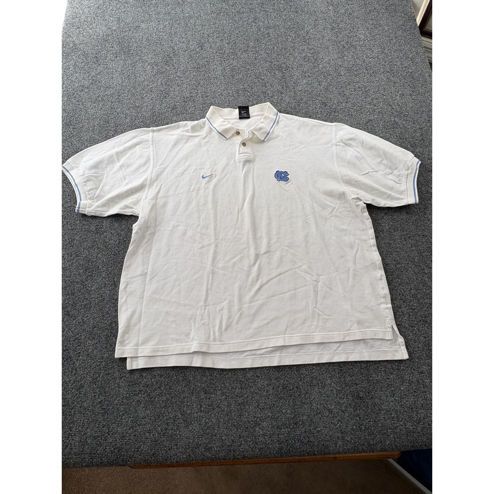 VTG North Carolina Tar Heels Shirt Mens XL White NCAA Basketball Nike Polo